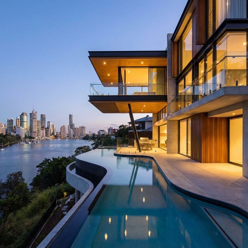Luxury riverside apartment in South Brisbane with sparkling clean windows