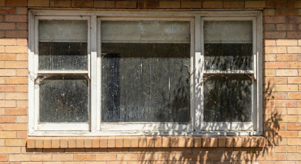 Dirty window covered in grime