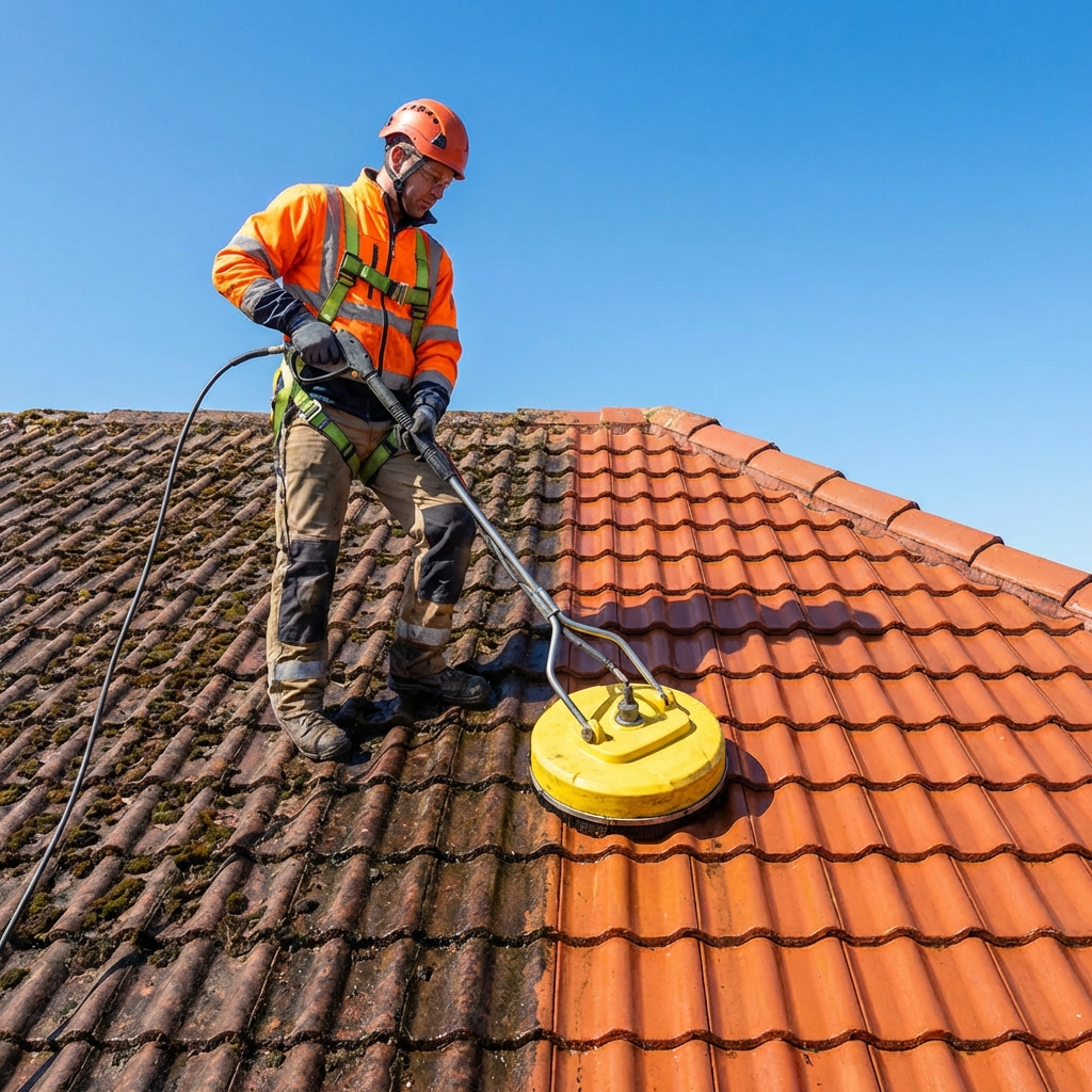 Terracotta roof cleaning process